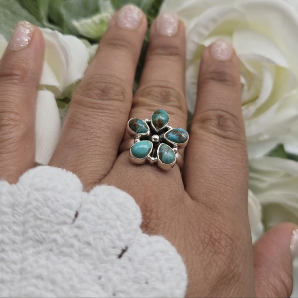 ❤️ AMERICAN FLOWER STERLING SILVER RING - Picture 5 of 7